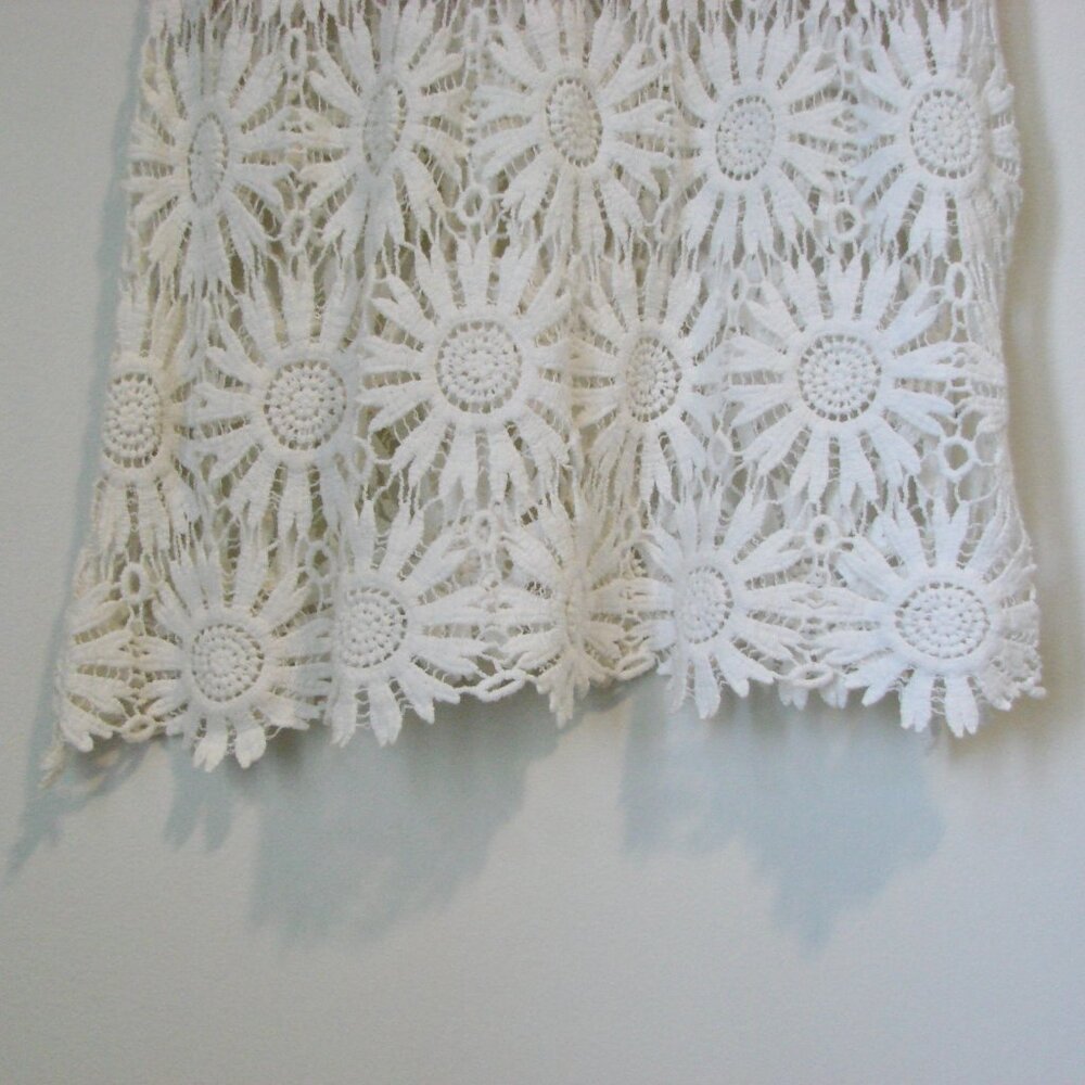 Forever 21 White Floral Crochet Lace Bathing Suit Bikini Cover Up Daisy Medium - Picture 10 of 14